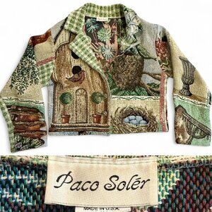 UNIQUE VTG 'Paco Soler' tapestry blazer jacket ~ GARDEN THEMED